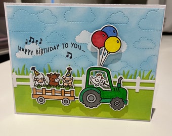 carte anniversaire à la ferme