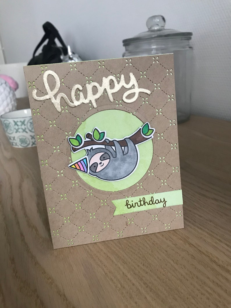 Cartão de aniversário com preguiça imagem 3