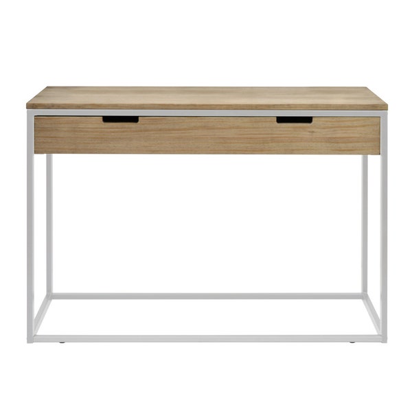 Console avec TIROIR BLANC ECO Three en bois de pin massif Finition vintage Style industriel Box Furniture