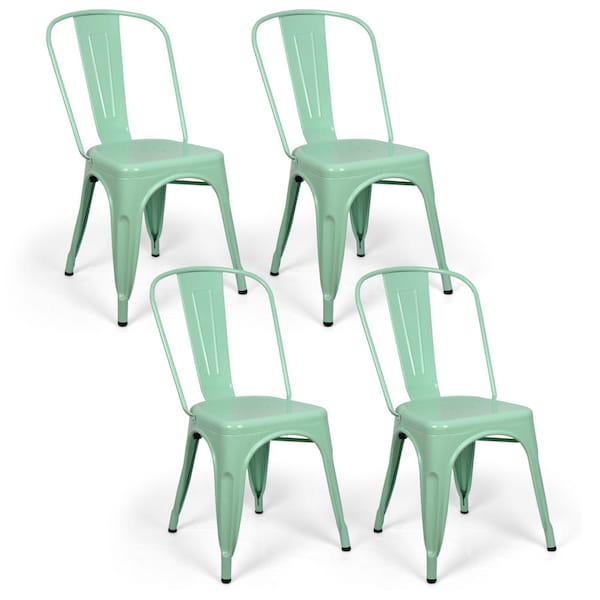 Pack 4 Chaises tulio de style industriel. Vert menthe. 46x52x85 cm.