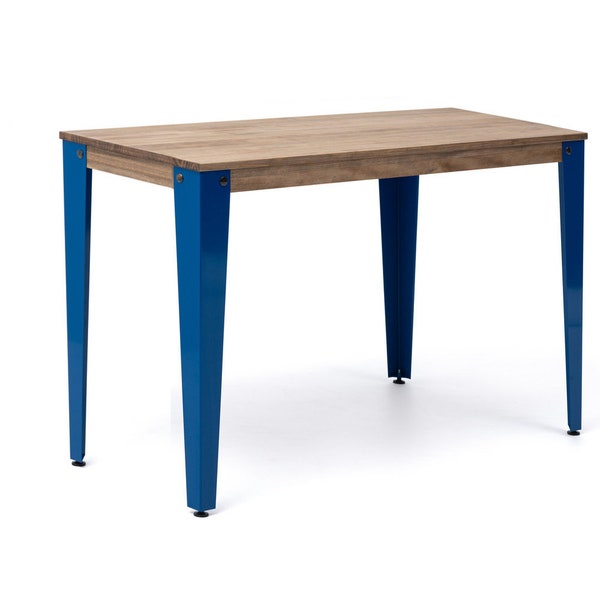 Table console Lunds bleue en bois de pin massif Finition vintage Meubles de boîte de style industriel