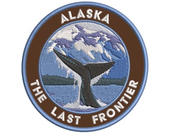 Alaska The Last Frontier Embroidered Patch 3.5" Iron / Sew-On Applique - Vacation Tourist Souvenir Parks Wildlife Nature Animals Wolves