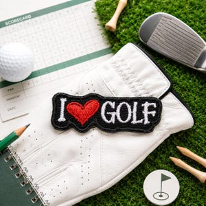 I Love Golf Patch/Iron-on Patch/Country Club/Sports Gift/Embroidered Sew-On Applique for Clothing Golf Bags Vest/Jacket Hats Backpack Gear