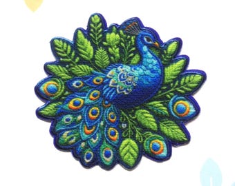 Iron-on Peacock Patch/Bird Badge/Decorative Patch/Iron-on Embroidered Applique/Animal Lover Gift/Nature Gifts/Peafowl Patch/Sew-on Patch