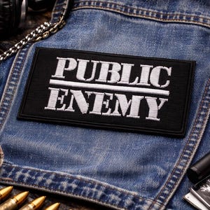 Public Enemy Patch/Iron On Patch/Streetwear Punk Rock Hip Hop Gift/Embroidered Sew On Applique for Clothing Vest/Jacket Hoodie Backpack Hat