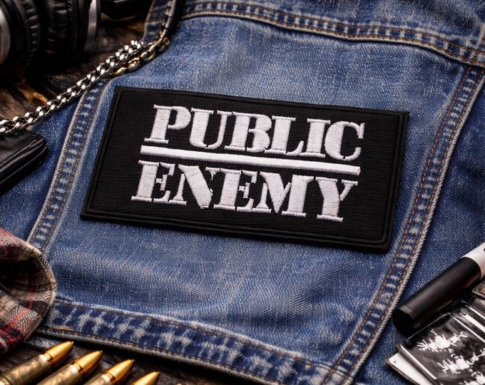 Public Enemy Patch/Iron On Patch/Streetwear Punk Rock Hip Hop Gift/Embroidered Sew On Applique for Clothing Vest/Jacket Hoodie Backpack Hat
