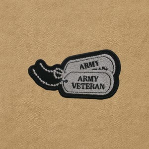 Army Veteran Dog Tags Patch Embroidered Iron-On Applique for Clothing, Vest, Jacket, Tactical Vests, Military Patch Badge, Active Duty, Vet