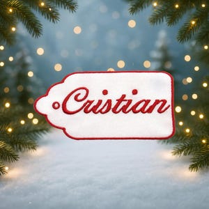 Custom Name Patch/4&quot;x2&quot; Christmas Stocking Nametag Patch/Personalized Name Patch/Iron-On Embroidered Applique/Holiday Gifts/Decorative Patch