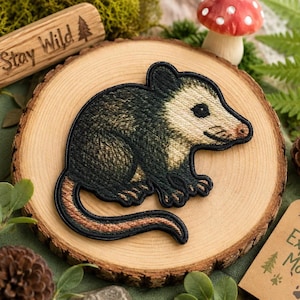Opossum Applique Patch - Cute Possum Marsupial Animal Badge 2.75" (Iron on)