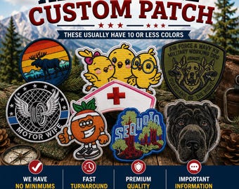 ADDITIONAL Add-on - CUSTOM Embroidered Patch - Personalized Patch Your Design for Logos Gifts Art Projects Bags Hats Backpack Clothing