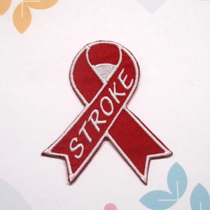 Stroke Awareness Ribbon Patch Embroidered Iron-on Support Event Patch Applique for Vest & Backpack, Fundraising Gift, Cause Patch