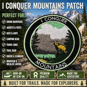 Iron-on Mountain Patch/Nature Badge/Hiking Badge/Decorative Patch/Sew-on Applique/Animal Lover Gift/Trail Patch/Outdoor Adventure Patch 3.5"