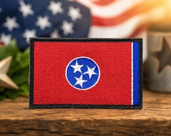 Parche con emblema de la bandera del estado de Tennessee: aplique termoadhesivo de veteranos, diseño patriótico (tamaños personalizados, opción para coser)