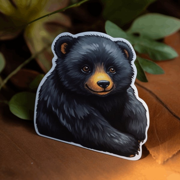 Black Bear Sticker, Vinyl Stickers Decals, Wild Animals Sticker, Nature Decal - Car Truck Window Bumper Graphics, American Black Bear