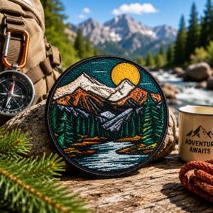 Mountain Lake Patch/Iron-On Patch/Nature Badge/Camping & Hiking Souvenir Gifts/Sew-On Applique for Vest/Jacket Clothing Backpack
