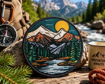 Mountain Lake Patch/Iron-On Patch/Nature Badge/Camping & Hiking Souvenir Gifts/Sew-On Applique for Vest/Jacket Clothing Backpack