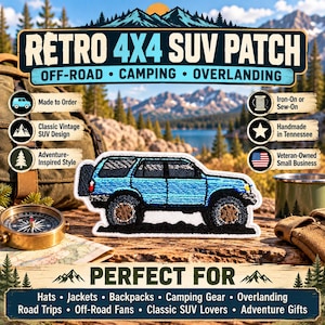 Retro Land Cruiser Patch/Iron-On Patch/Land Yacht/Retro SUV Badge/Embroidered Sew-On Applique for Clothing Vest/Jacket Backpack Gear
