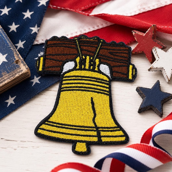 Liberty Bell Patch/Iron-On Patch/USA History Badge/Philadelphia/American Freedom/Embroidered Sew-On Applique for Clothing Vest/Jacket Hats