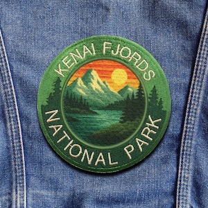 Kenai Fjords Park Patch/Nature Badge/Iron-On Applique/Sew-On for Vest & Backpack/Clothing Patch/Camping Gear Patch/Hiking Patch/Tree Patch