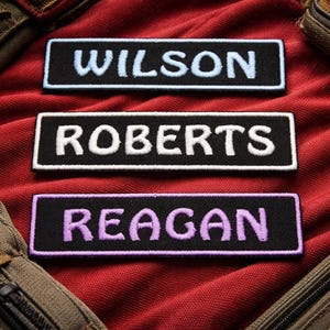 SMALL 4" x 1" Custom Name Tag Emblem Iron-On Patch Applique for Costume/Cosplay Personalized Rectangle Patch Playful Font