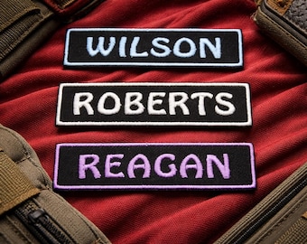 SMALL 4" x 1" Custom Name Tag Emblem Iron-On Patch Applique for Costume/Cosplay Personalized Rectangle Patch Playful Font