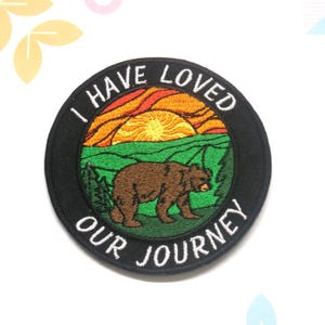 Custom Name Patch Personalized Text/Iron-on Bear Sunset Patch/Embroidered Sew-on Applique for Clothing & Backpacks/Nature Lover Gifts/Animal