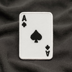 Ace of Spades Patch/Iron-On Patch/Poker Card/Casino Gambler’s Gift/Embroidered Sew-On Applique for Clothing Vest/Jacket Hats Backpacks