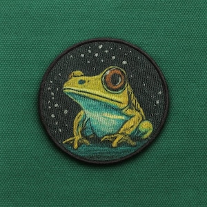 Iron-On Frog Patch/Animal Badge/Tree Frog Badge/Decorative Patch/DIY Embroidery/Embroidered Applique/Animal Lover Gift/Snakes/Ponds/Cute