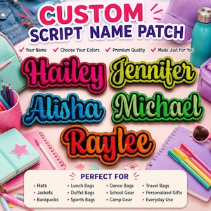 Custom Name Patch Embroidered, Colorful Custom Name Patches, Sew On/Iron On Patches for Clothes Jackets Backpacks, Personalized Patches