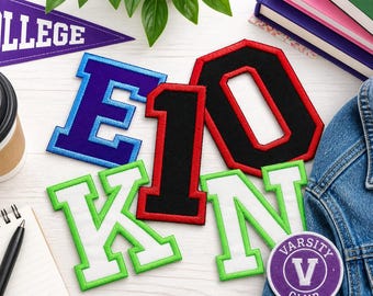 1" High School Varsity Letters Patch College Letterman Jacket Embroidered Iron-on/Sew-on DIY Applique Football Baseball Jersey Team Colors