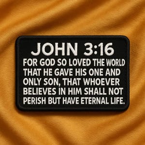 Bible Verse Patch/John 3:16 Patch/Iron-On Patch/Christian Religious Embroidered Sew-On Applique for Hats, Backpacks, Jackets, Gifts for Her