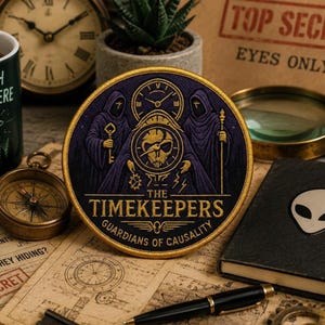 The Timekeepers Patch/Xfiles Patch/UFO Patch/Area-51 Patch/Iron On Patch/Paranormal Patch/Sew-On Applique/Cover-Up/Government Secrets Patch
