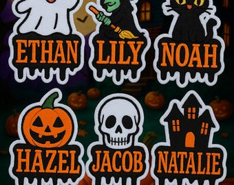 Custom Halloween Name Patches for Kids, Custom Name Patch/Iron on/Hook & Loop Embroidered Patch for Backpack/Custom Spooky Season Name Patch