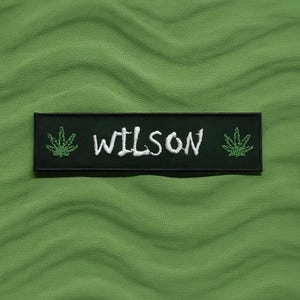Custom Nametag Patch/Iron-On Patch/Pot Leaf Logo Patch/Personalized Name Patch/Embroidered Sew-On Applique for Clothing, Backpacks, Jackets