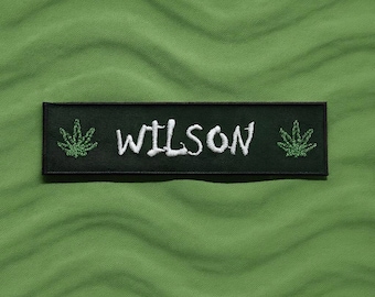 Custom Nametag Patch/Iron-On Patch/Pot Leaf Logo Patch/Personalized Name Patch/Embroidered Sew-On Applique for Clothing, Backpacks, Jackets