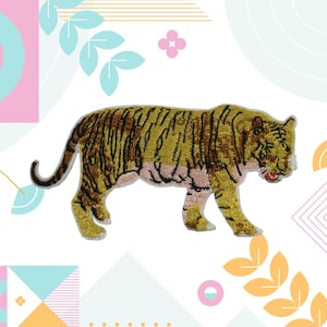 Tiger Patch/5&quot;x3&quot; Iron-on Wild Animal Badge/Decorative Patch/Nature Lover Gift/DIY Embroidery/Wildlife Patch/Wild Animal Patch/Zoo/Roaring