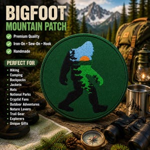 Bigfoot Patch/Iron On Patch/Paranormal Badge/Sasquatch Cryptid Creature Myths/Embroidered Sew-On Applique for Clothing Jacket Hats Backpack