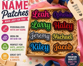 Personalized Name Patch Embroidered, Custom Text Patches Embroidered, Sew On/Iron On Patch Applique for Clothing Jacket Hats Backpacks