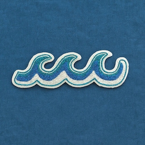 Ocean Wave Patch/Simple Patch/Iron-On Patch/Coconut Girl Fun Vacation/Embroidered Sew-On Applique for Clothing Jacket Backpack Bags