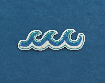 Ocean Wave Patch/Simple Patch/Iron-On Patch/Coconut Girl Fun Vacation/Embroidered Sew-On Applique for Clothing Jacket Backpack Bags