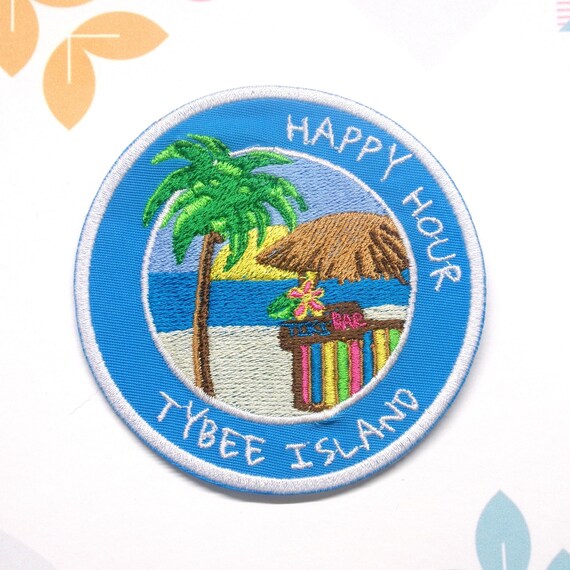 thumbnail image 2 of ID 1770B Leaning Palm Tree Patch Tropical Beach Embroidered Iron On Applique 2 of 9