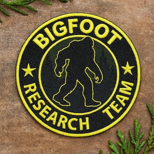 Bigfoot Research Team Patch/Iron-On Patch/Cryptid Sasquatch Myth/Paranormal Patch/Embroidered Sew-On Applique for Jacket/Vest Clothes Bags
