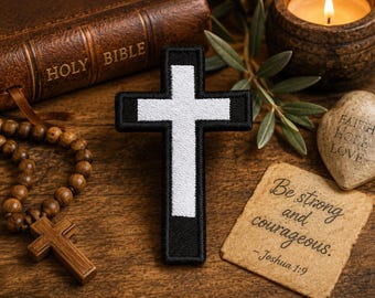Christian Cross Patch/Iron-On Patch/Religious Faith Gift/Christian Bikers/Embroidered Sew-On Applique for Clothing Vest/Jacket Backpack Hats