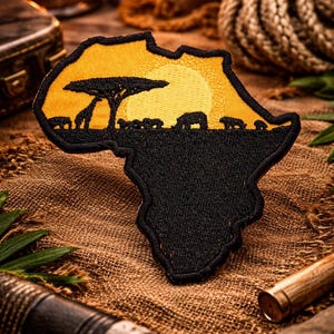 Africa Patch/Iron-On Patch/African Nature Badge/Wildlife & Animals/Travel Souvenir Gift/Sew-on Applique for Clothing Vest/Jacket Backpack