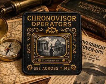 Chronovisor Operators Patch/Iron-On Patch/See Across Time/Paranormal Badge/Government Secrets/Sew-On Applique for Clothing Vest Hat Backpack