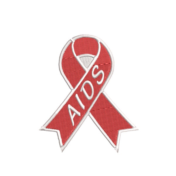 AIDS Awareness Red Ribbon Patch Embroidered Iron-on Applique Vest Jacket Clothing, Nurse Family Friends Help Fundraising