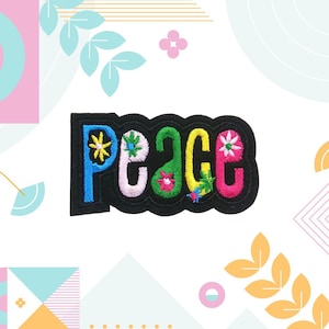 Peace w/Daisy Flower Patch Embroidered Iron-On Retro Applique for Jackets & Backpacks, for Clothes and Vests, 70s Peace Patch, Hippie patch