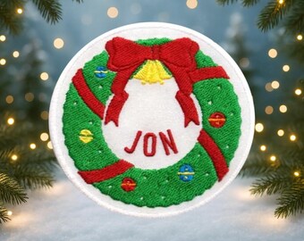 Custom Christmas Name Patch – Personalized Embroidered Holiday Patch – Sew On or Iron On Patch for Clothes, Stockings, Custom Xmas Patches