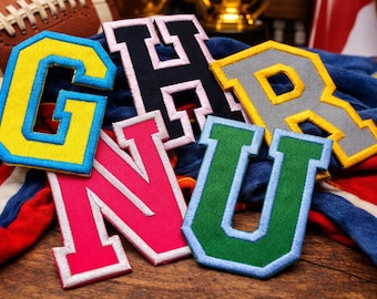 3" High School Varsity Letters Patch College Letterman Jacket Embroidered Iron-on/Sew-on DIY Applique Football Baseball Jersey Team Colors