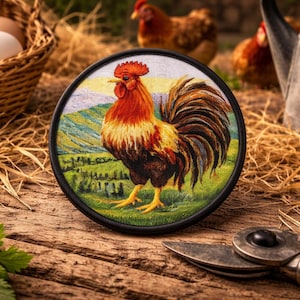 Iron-On The Rooster(El Gallo) Patch/Animal Badge/Rooster Badge/Decorative Patch/DIY Embroidery/Embroidered Applique/Animal Lover Gift